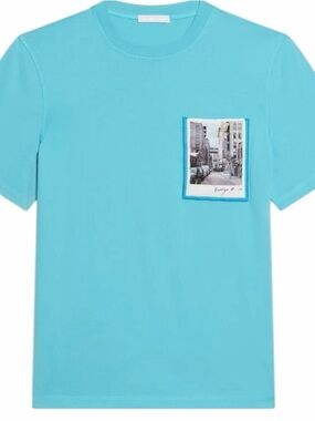 Helmut Lang Limited POSTCARD TEE: BROOKLYN Logo Shirt NWT MSRP $225 Teal S